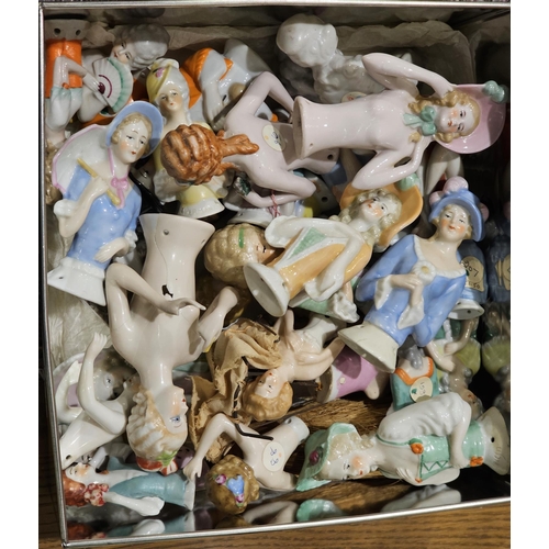 72 - LOT WITHDRAWN Extensive collection of porcelain pin cushion half dolls including flapper style, crin... 