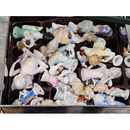 72 - LOT WITHDRAWN Extensive collection of porcelain pin cushion half dolls including flapper style, crin... 