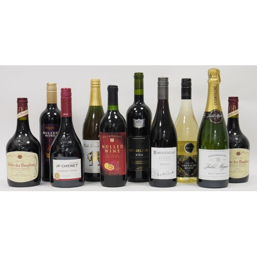 724 - Mixed collection of wine including McGuigan reserve Merlot, Cellier des Dauphin Cotes du Rhone, two ... 