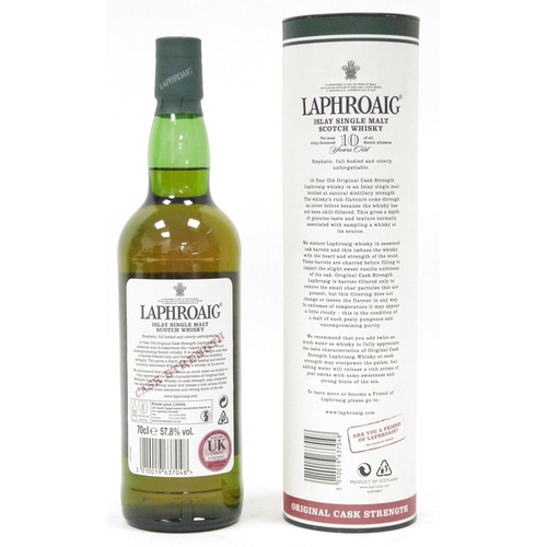 742 - Laphroaig Islay single malt 10 year old Scotch Whisky cask strength, batch 001, bottled Feb 09, 70cl... 