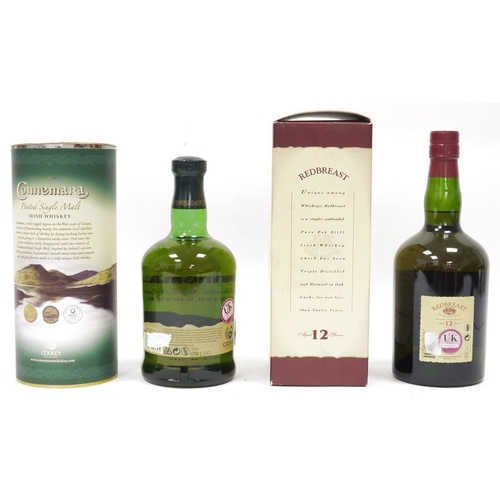 749 - Red Breast 12 year old Irish Pure Pot still whiskey, 700ml 40% vol and a bottle of Connemara petered... 