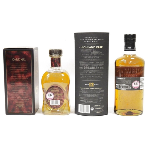 750 - Highland Park 12 year old single malt scotch whisky, 70cl 40% vol and a Cardhu 12 year old Speyside ... 