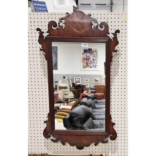 1244 - 19th century carved mahogany wall mirror, 78cm x 43cm