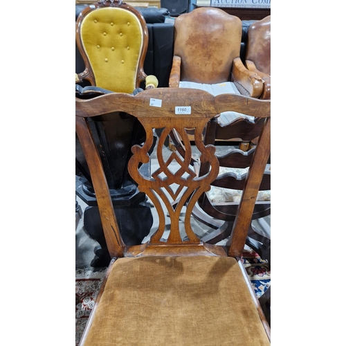 1231 - Two Georgian mahogany country dining chairs with pierced carved splats, largest 55cm wide by 93cm hi... 