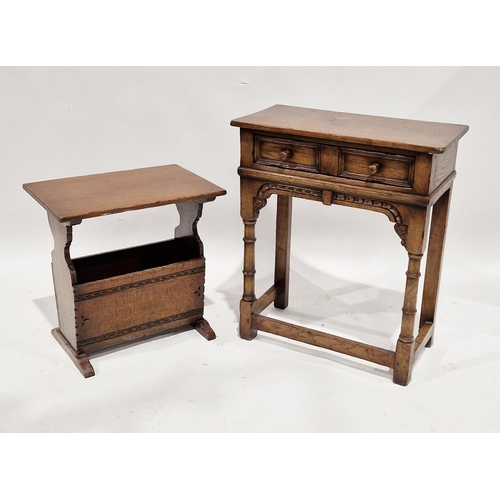 1256 - Reproduction 17th century oak side table by Titchmarsh and Goodwin oak side table with single drawer... 