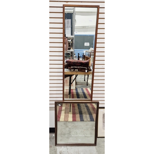 1263 - Two rectangular mahogany-framed mirrors, one 168cm x 37cm and the other 63cm x 55cm (2)