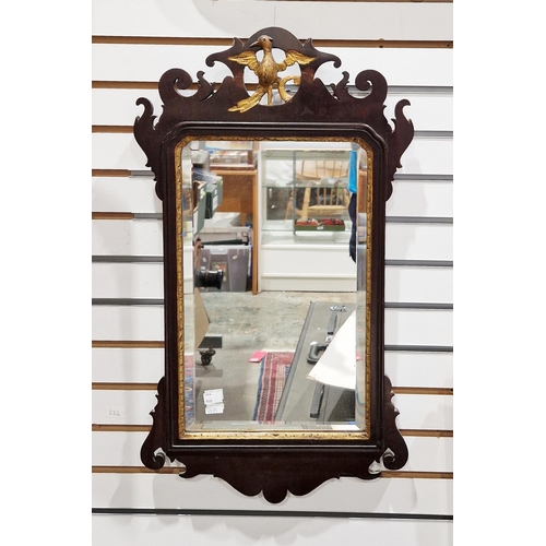 1272 - Georgian-style mahogany and giltwood rectangular wall mirror with giltwood eagle surmount, 68cm high