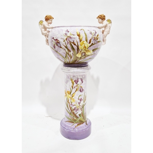 16 - Large Jerome Massier (Vallauris) Art Nouveau majolica jardiniere on stand, circa 1900, impressed Jer... 