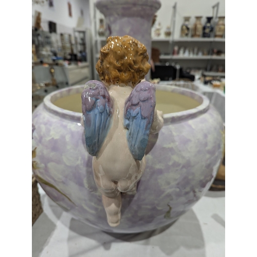 16 - Large Jerome Massier (Vallauris) Art Nouveau majolica jardiniere on stand, circa 1900, impressed Jer... 