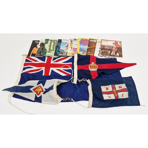 169 - Royal Navy fleet auxiliary flag, 78cm long and three Royal Navy bunting flags together with twelve 1... 