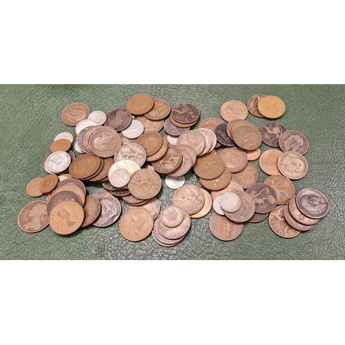 173 - Mixed lot of coins including Victorian and pre-decimal copper pennies and other pre-decimal and deci... 