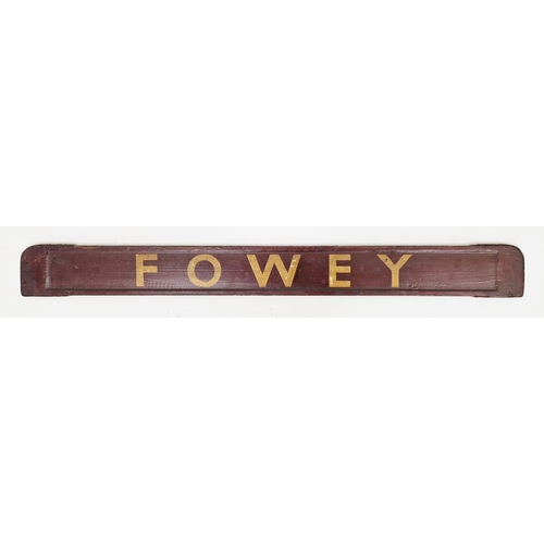 189A - British Rail Railways BR painted double sided wooden carriage board for Lostwithiel/Fowey, 81cm long