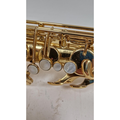 197 - Yamaha tenor saxophone, yellow brass, model number YTS-62 serial number 046083, in hard fitted case