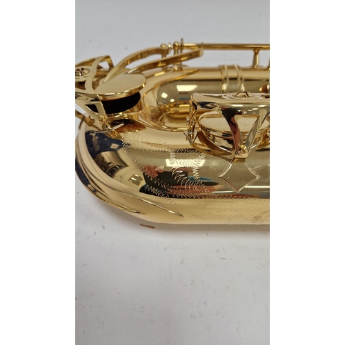 198 - Yamaha baritone or bass saxophone, yellow brass, model number YBS-62, serial number 040512, in hard ... 