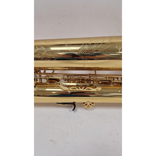 198 - Yamaha baritone or bass saxophone, yellow brass, model number YBS-62, serial number 040512, in hard ... 