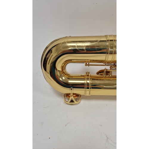 198 - Yamaha baritone or bass saxophone, yellow brass, model number YBS-62, serial number 040512, in hard ... 