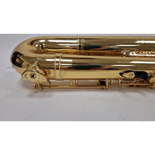 198 - Yamaha baritone or bass saxophone, yellow brass, model number YBS-62, serial number 040512, in hard ... 