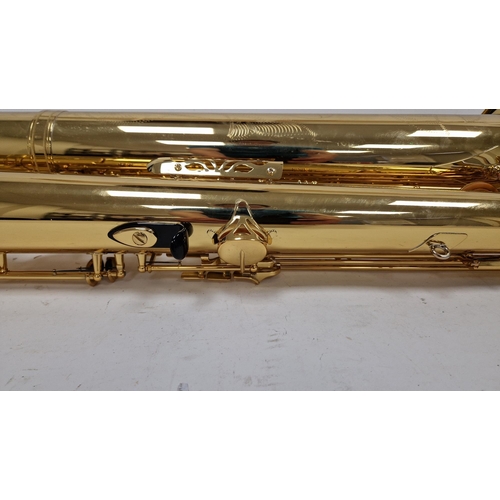 198 - Yamaha baritone or bass saxophone, yellow brass, model number YBS-62, serial number 040512, in hard ... 