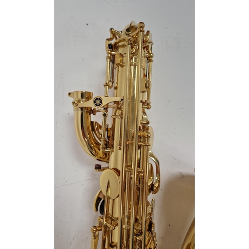 198 - Yamaha baritone or bass saxophone, yellow brass, model number YBS-62, serial number 040512, in hard ... 