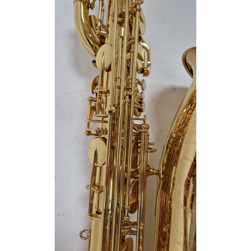 198 - Yamaha baritone or bass saxophone, yellow brass, model number YBS-62, serial number 040512, in hard ... 