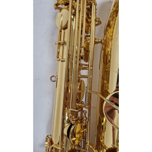 198 - Yamaha baritone or bass saxophone, yellow brass, model number YBS-62, serial number 040512, in hard ... 