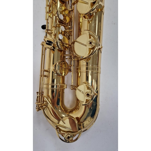 198 - Yamaha baritone or bass saxophone, yellow brass, model number YBS-62, serial number 040512, in hard ... 