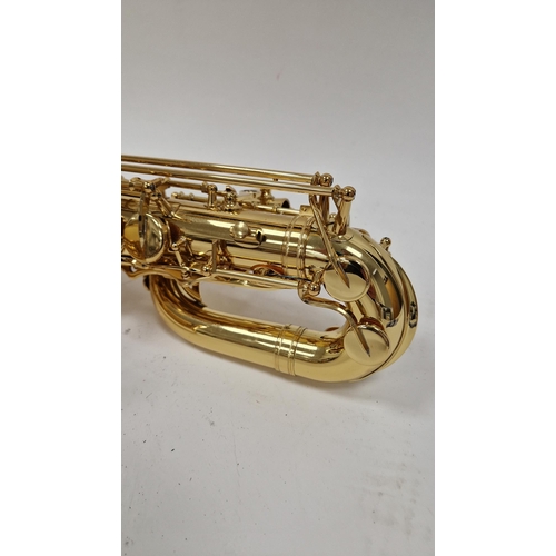 198 - Yamaha baritone or bass saxophone, yellow brass, model number YBS-62, serial number 040512, in hard ... 