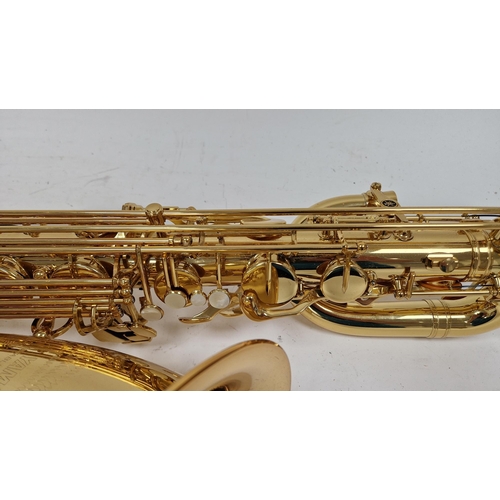 198 - Yamaha baritone or bass saxophone, yellow brass, model number YBS-62, serial number 040512, in hard ... 