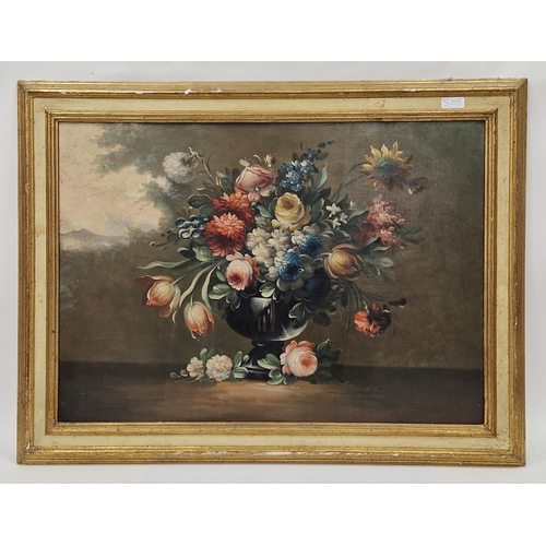 273 - Late 19th/early 20th century school
 Oil on panel
 Still life of flowers in a vase, unsigned, 50cm x... 