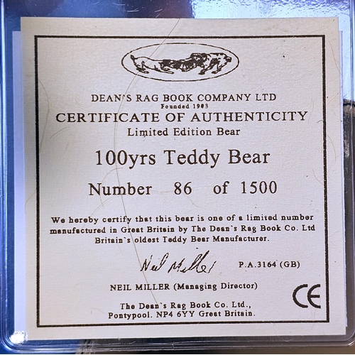 307 - Five Dean's Rag Book teddy bears, all limited edition with certificates including 100yrs teddy bear ... 