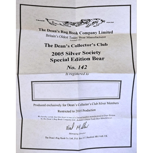 312 - Two Dean's Rag Book silver members teddy bears including 2005 silver society special edition bear no... 