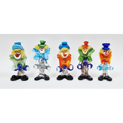 55 - Five Murano glass figures of clowns, 21.5cm high