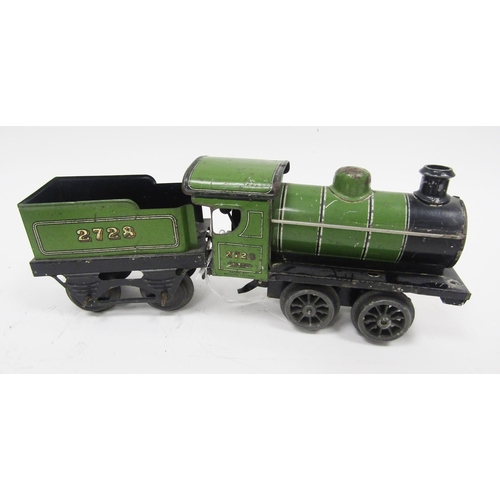 656 - 0-4-0 Zulu tank loco in black, Hornby tinplate clockwork 0-4-0 loco and tender, Hornby type 30 0-4-0... 