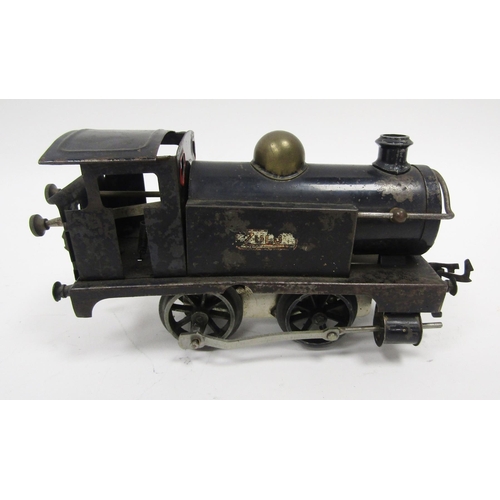 656 - 0-4-0 Zulu tank loco in black, Hornby tinplate clockwork 0-4-0 loco and tender, Hornby type 30 0-4-0... 