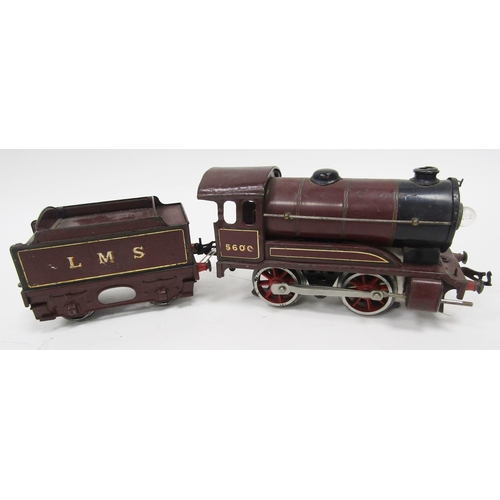 658 - Hornby 0-4-0, no.5600 maroon livery LMS and tender, Hornby 0-4-0 loco, no.2810 and tender LNER, Horn... 