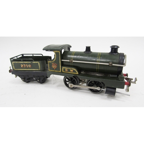 674 - Meccano Hornby 0-4-0 loco 2710 maroon and tender, Hornby 0-4-0 loco Meccano, black, 2710 with the Me... 