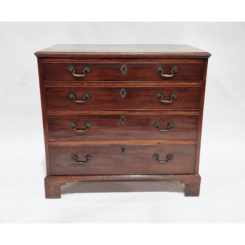 1057 - George lll style mahogany chest of four long graduated drawers, the top with moulded edge and the dr... 