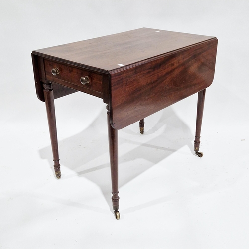 1061 - 19th century mahogany Pembroke table with drawer to one end and faux drawer to the other raised on s... 