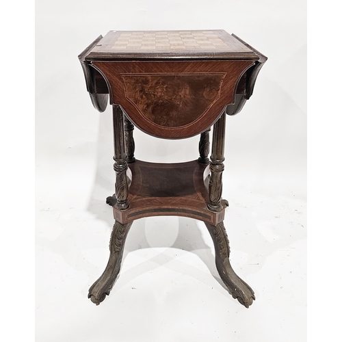 1099 - Late 19th/early 20th century mahogany, walnut and satinwood games table, the top inlaid with a chess... 