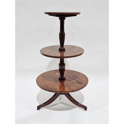 1100 - Early 19th century mahogany whatnot, the three graduating circular shelves with satinwood string inl... 