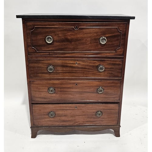 1105 - Early 19th century mahogany secretaire chest, the top drawer with hinged fall front opening to a fit... 