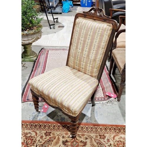 1165 - 19th century rosewood framed side chair, the top rail with a scrolling carved pediment, the back and... 