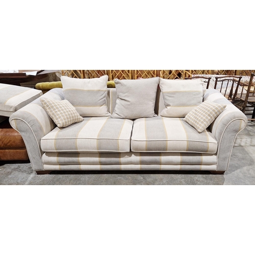 1170 - Newport Grand Sofa retailed by Lee Longlands of Cheltenham, upholstered in a striped grey, cream and... 