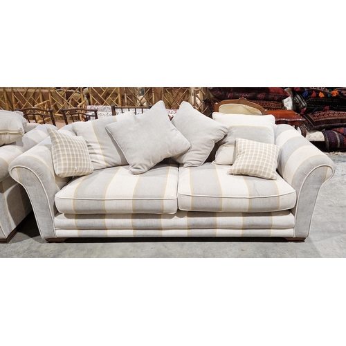 1171 - Newport Grand Sofa retailed by Lee Longlands of Cheltenham, upholstered in a striped grey, cream and... 