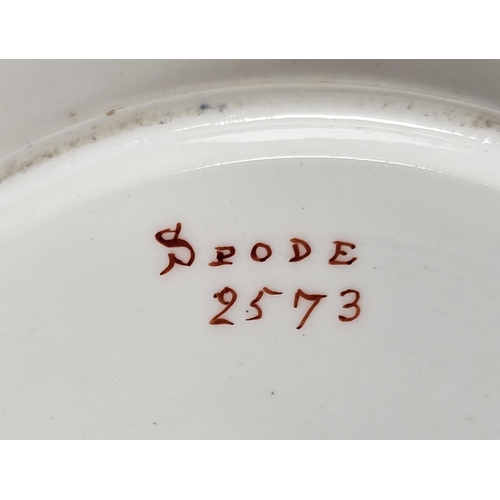 16 - Spode porcelain blue ground cabinet cup and saucer, circa 1820, red Spode/pattern no. 2573, painted ... 