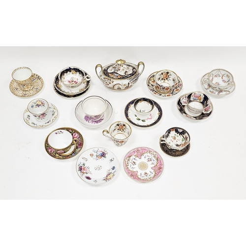 19 - Group of 19th century English pottery and porcelain teawares, including: a pearlware transfer printe... 