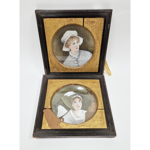 20 - Pair of late 19th century French porcelain portrait plaques, framed, each painted with a portrait of... 