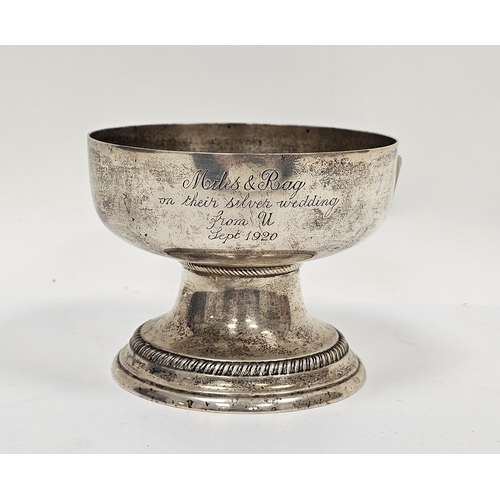 277A - George V silver presentation cup, Sheffield 1920, Thomas Bradbury & Sons Ltd, the short plain bowl o... 