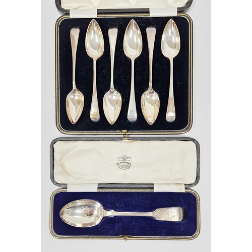 278 - Set of six silver grapefruit spoon, Sheffield 1932, Cooper Bros & Sons Ltd, old English pattern, con... 