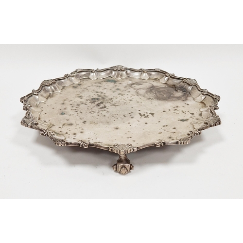 285 - Victorian silver circular salver, London 1892, Charles Stuart Harris, with moulded scallop, scroll a... 